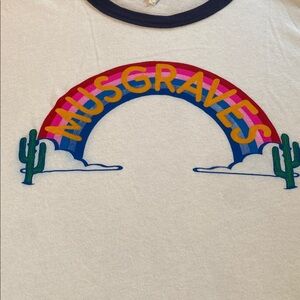 Kacey Musgraves Ringer White Rainbow Catcus Merch Golden Hour Era T-Shirt LARGE